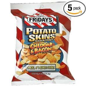 TGI Fridays Potato Skins Snack Chips, Cheddar & Bacon, 6 Ounce Bags 
