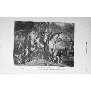   : 1913 Antique Print Hunting Scene Horses Hounds Dogs: Home & Kitchen