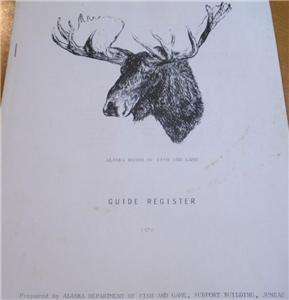 Vintage Alaska Wildlife Hunting Book Register of Big Game Master 