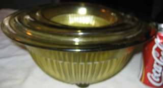 ART DECO FEDERAL RIBBED DEPRESSION GLASS MIXING KITCHEN NESTING BOWL 