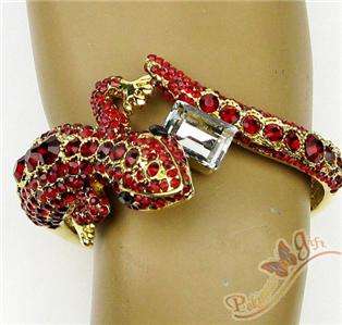 Red Swarovski Crystals Cayman Bracelet Bangle & Animal  