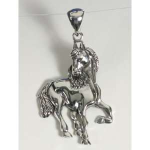  Amazing Horse Galloping Stallion Sterling Silver Pendant 
