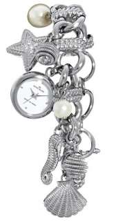   Womens 10 9615CHRM Swarovski Crystal Silver Charm Bracelet Watch