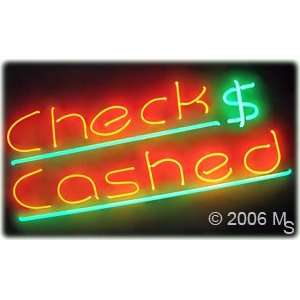 Neon Sign   Check Cashed   Extra Large 20 x 37  Grocery 