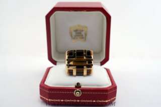 Authentic Cartier 18 K Yellow Gold Tigers Eye Mens Ring with Box 