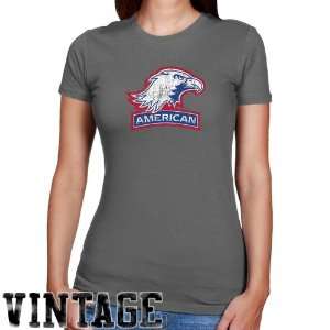  American Eagles Ladies Charcoal Distressed Logo Vintage 