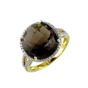  Ladies Diamond & Smoke Topaz Ring in 14K Yellow Gold (TCW 