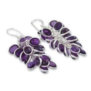 Amethyst cluster earrings, Grapes of Love