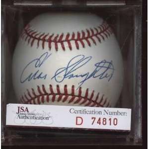 Autographed Enos Slaughter Baseball   Single JSA   Autographed 