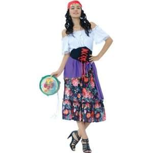  Gypsy Fortune Teller 4pc Fancy Dress Costume Size US 4 6 