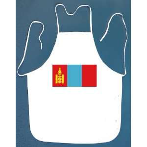  Mongolia Mongolian Flag BBQ Barbeque Apron with 2 Pockets 