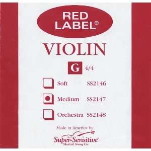  Super Sensitive Red Label 2147 Violin G String, 4/4 Medium 
