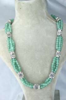 AFGHAN EMERALD STONE AND SILVER PLATE NECKLACE BELLYDAN  