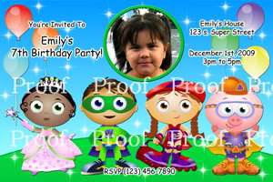 Super Why Birthday Invitations   Digital File Only  