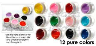 Mix 12 Pure Colors UV Builder Gel Set for Nail Art Tips  