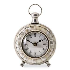   Analog Capiz Shell Desk Clock with Roman Numeral Face
