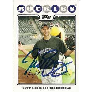 Taylor Buchholz Signed Colorado Rockies 2008 Topps Card:  