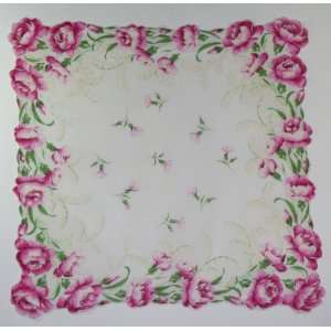  Vintage Ladies Handkerchief Peony Floral Design 