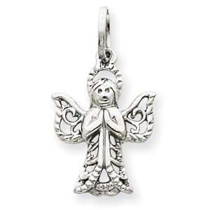   : Polished White Gold Praying Angel Charm in 14k White Gold: Jewelry