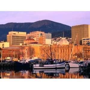 Victoria Dock with Mt. Wellington Behind at Sunrise, Hobart, Tasmania 