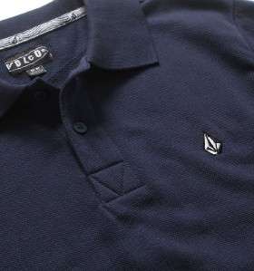 Volcom Stone The Club Pique Mens Navy Blue Polo Shirt New NWT  