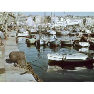  Small Fishing Boats Moored in Vieux Port of Marseilles 