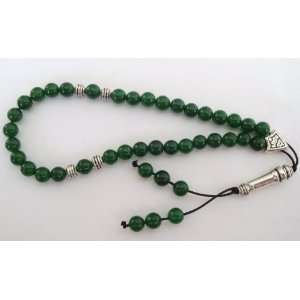   Prayer Worry Beads Traditional 33 X 6mm Green Jade Gemstone Bead Set