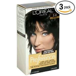  LOreal Preference Hair Color, 3 Soft Black, Natural 