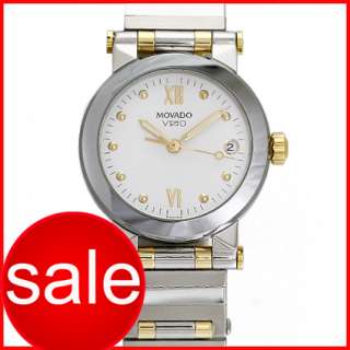 MOVADO Lady Vizio Gold/SS Tone Steel White Dress Watch  