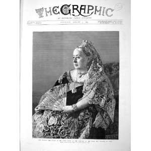1893 PORTRAIT QUEEN VICTORIA DRESS DUKE YORK WEDDING 