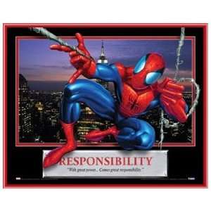  Responsibility Spider man Poster in Red Metal Frame 