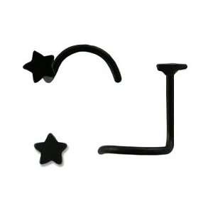 316L Surgical Steel Black Anodised Nose Screw Ring 2mm Star 20G FREE 
