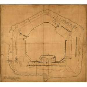  Civil War Map Plan of Fort Sumter, South Carolina 