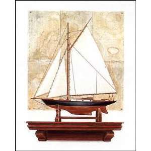  Yacht And Antique Map II Poster Print