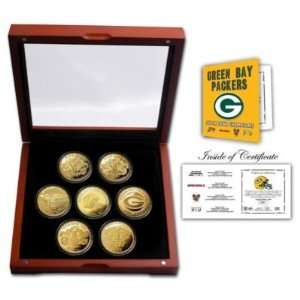  Green Bay Packers 24KT Gold plated 7 Coin Super Bowl 