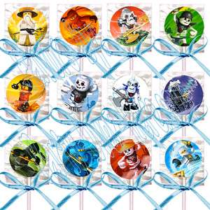 Ninjago Kids Video Game Lollipops Suckers with Blue Bows Party Favors 