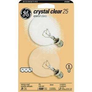  17722 25 Watt 220 Lumen G16.5 Globe Light Bulb, Crystal Clear, 2 Pack