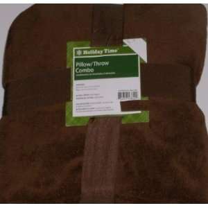   Coffee Brown Plush Micro Fleece Throw Blanket & Pillow: Home & Kitchen