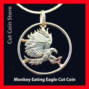   Eating Eagle Gold Plate Cut Coin Store Necklace Charm Jewelry  