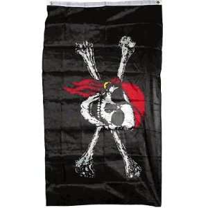 Pirate FLAG Jolly Roger Skull & Crossbones with Red Hat   2 feet x 3 