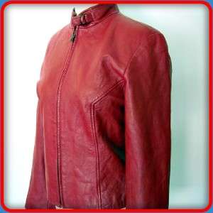 VS2 AMAZING Vintage Cute Lambskin Leather Zippered COAT JACKET Womens 