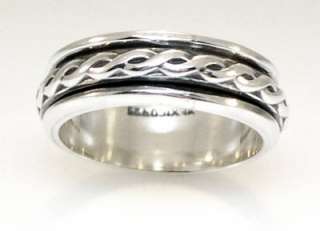 Rope Design .925 Sterling Silver Spinner Ring Sizes 8 14  