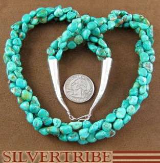 American Indian Jewelry Kingman Turquoise Bead Necklace  