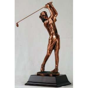  Copper Female Golfer Figurine 