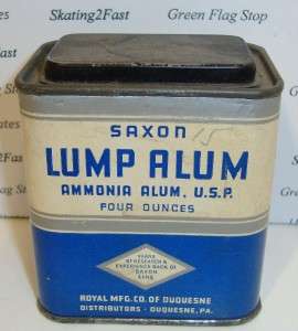 Vintage Advertising Saxon Lump Alum Ammonia USP Tin  