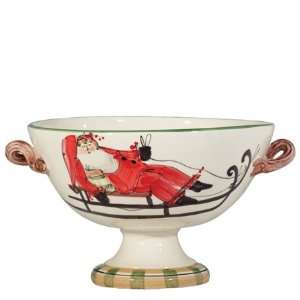    Vietri Holiday Santa Old St. Nick Footed Bowl 