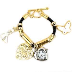  Charm Bracelet in 18K Gold Plated with Watch Jewelry