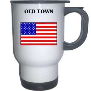  US Flag   Old Town, Maine (ME) White Stainless Steel Mug 