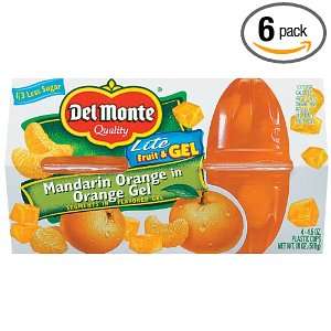 Del Monte Mandarin Orange Gel, 4 Count Cups (Pack of 6)  