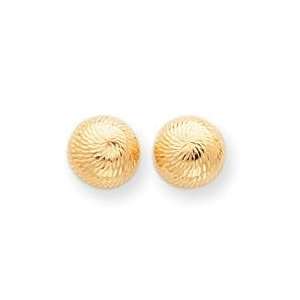  Diamond Cut Button Post Earrings in 14k Yellow Gold 
